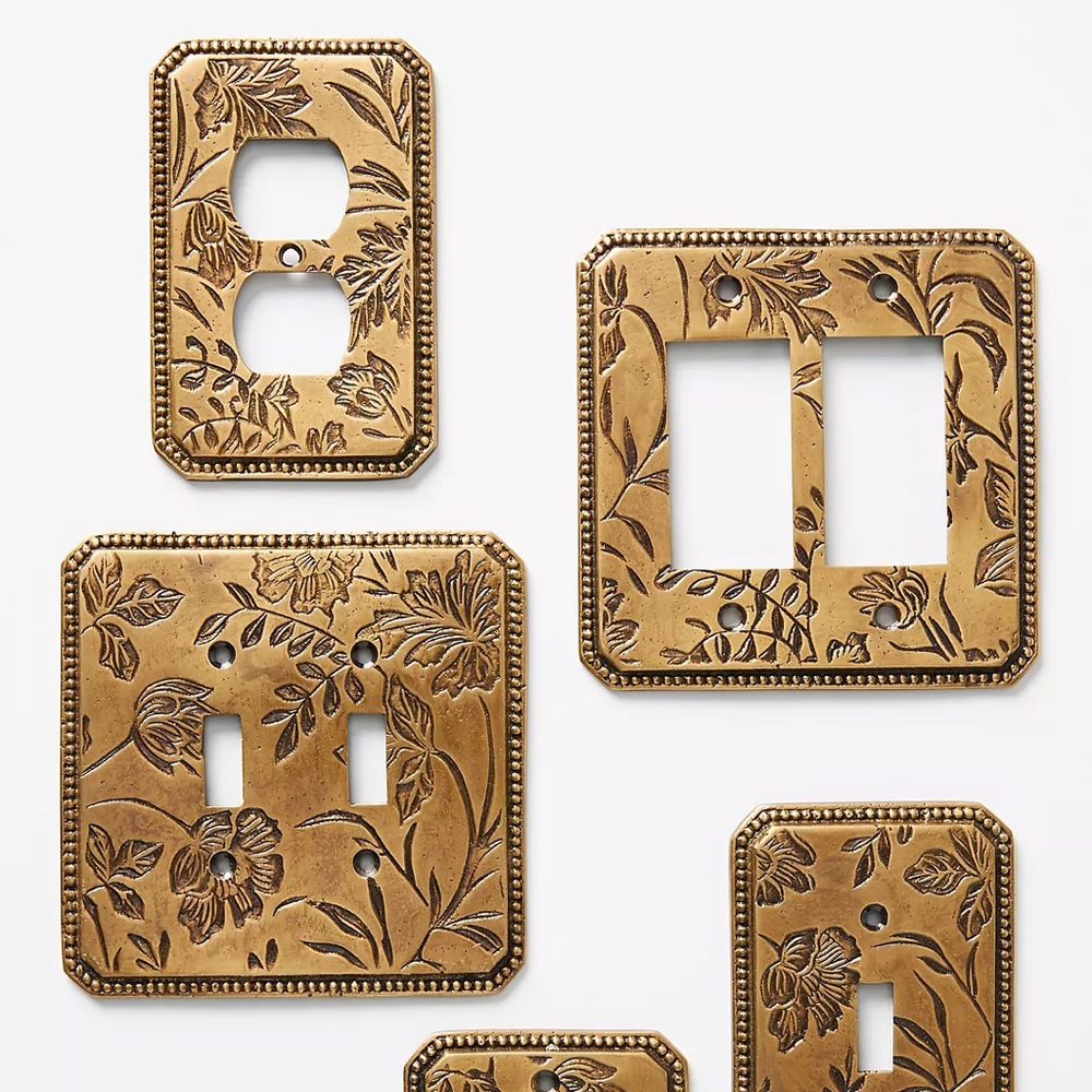 Anthropologie Joan Floral Bronze Outlet Cover